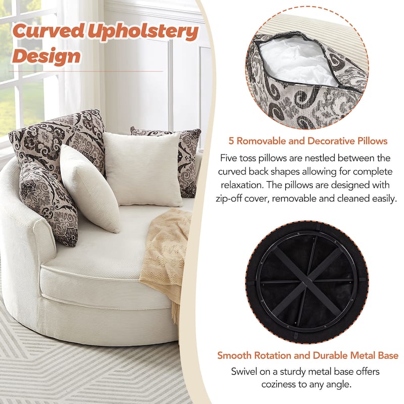 GDFStudio Harrison Swivel Accent Barrel Chair for Relaxed Living