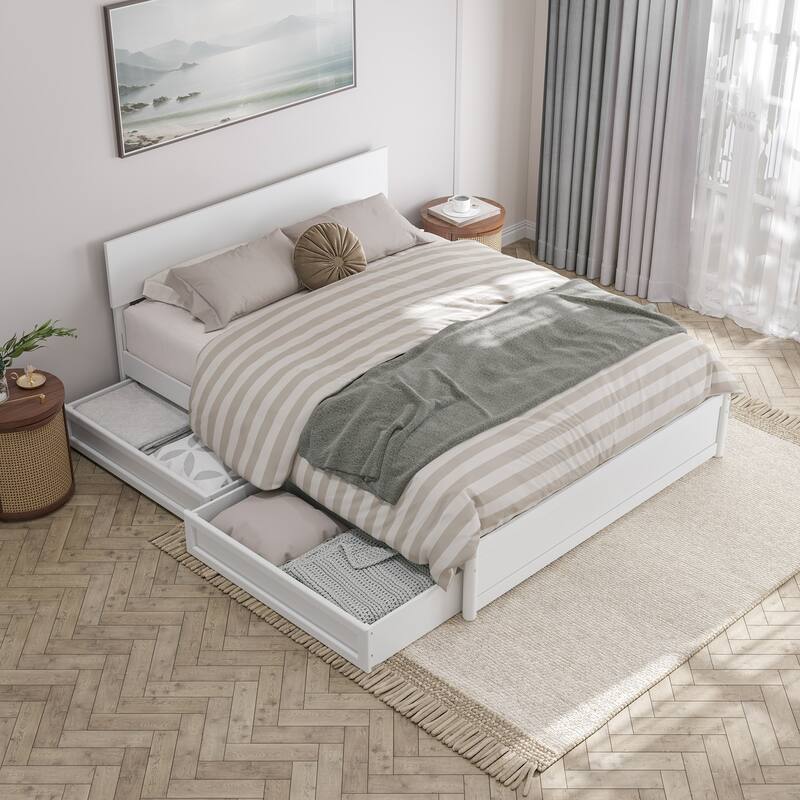 Wesley Platform Bed with Panel Footboard and Storage Drawers