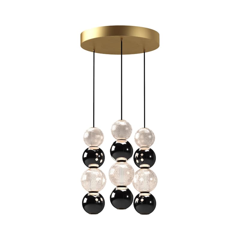 Alora Lighting MP321803 Onyx 15" Wide LED Multi Light Pendant - Natural Brass
