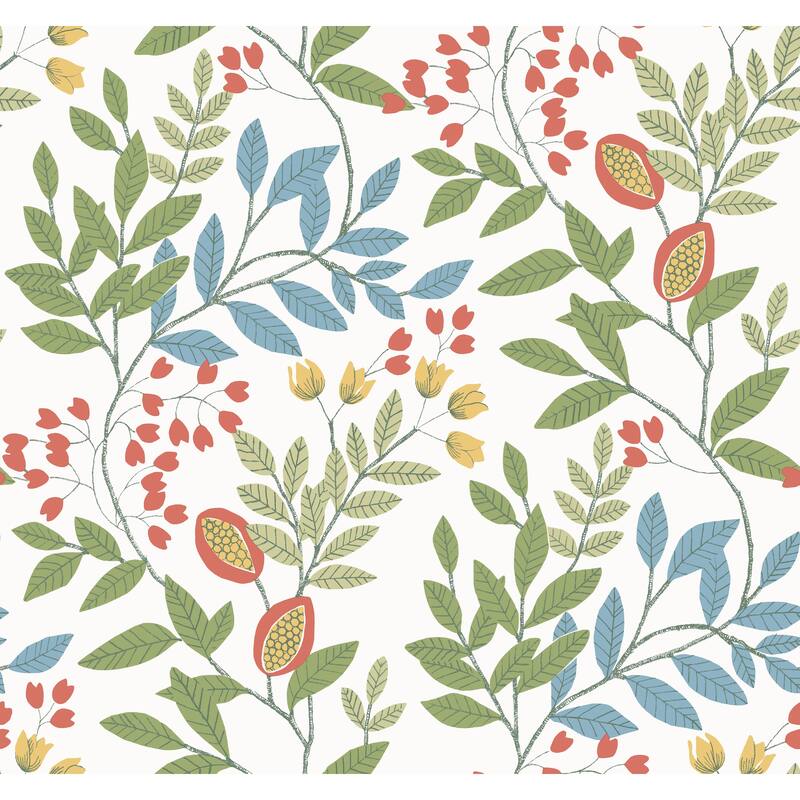 Montmorency Vinyl Eden Retreat Wallpaper 27 in x 27 ft = 60.75 sq ft - White/Multi