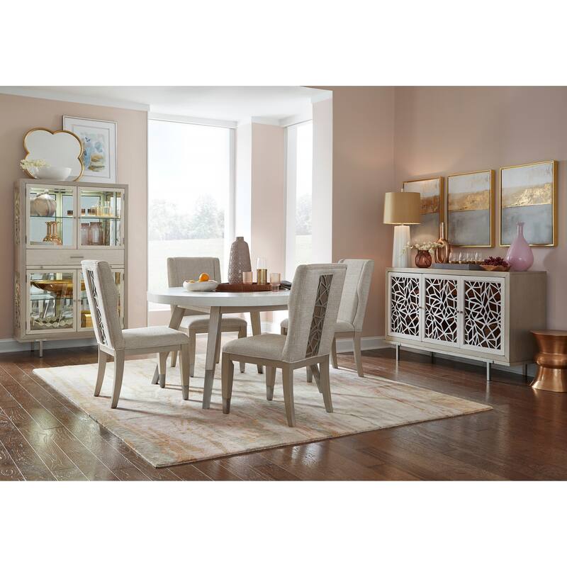 Magnussen Home Lenox Warm Silver And Acadia White Display Cabinet - 42''W x 18''D x 69.38''H