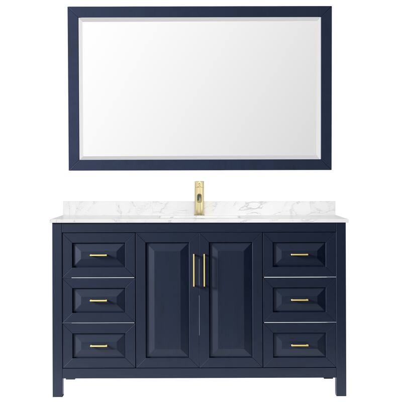 Daria 60 Inch Single Vanity, Cultured Marble Top, 58 Inch Mirror