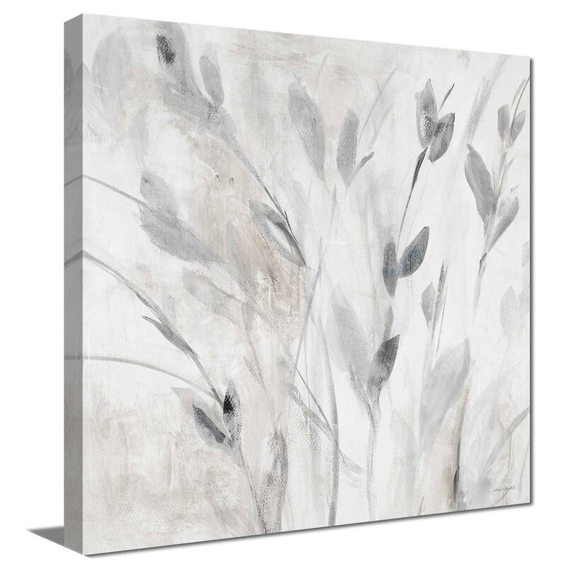 "Gray Misty Leaves Square I" Print on Canvas