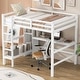 preview thumbnail 14 of 22, Full Size Loft Bed with Bulit-in Desk and Multifunction Storage Shelves, Wooden Loft Bedframe with Ladder and Guardrail