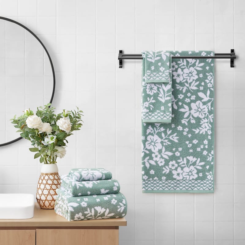 Lucky Brand Folk Floral 6-Piece Bath Towel Set 2 Bath towels 2 Hand towels 2 Washcloths - 28"x54"/16"x26"/12"x12"