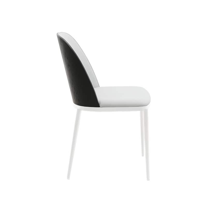 LeisureMod Tule Dining Chair with Upholstered Seat and White Steel Frame, Set of 4