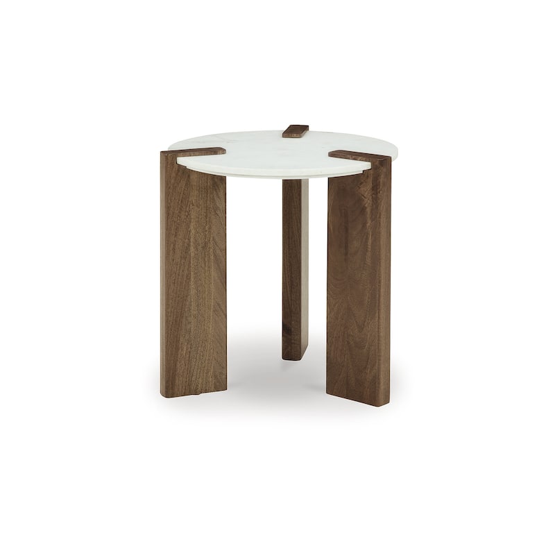Signature Design by Ashley Isanti White/Brown End Table - 22.25"W x 22.25"D x 22.63"H