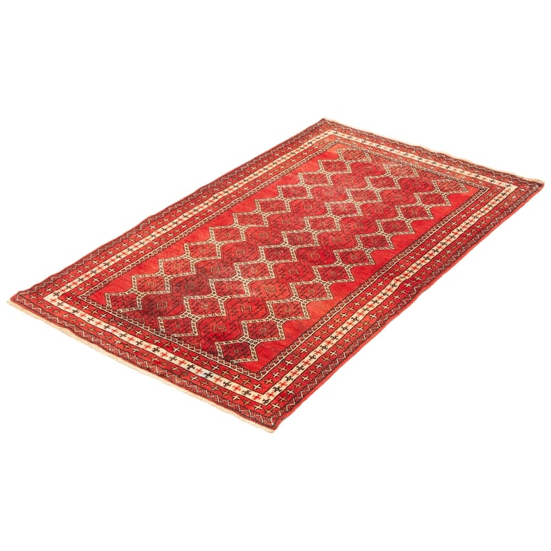 ECARPETGALLERY Hand-knotted Baluch Red Wool Rug - 3'11 x 6'7
