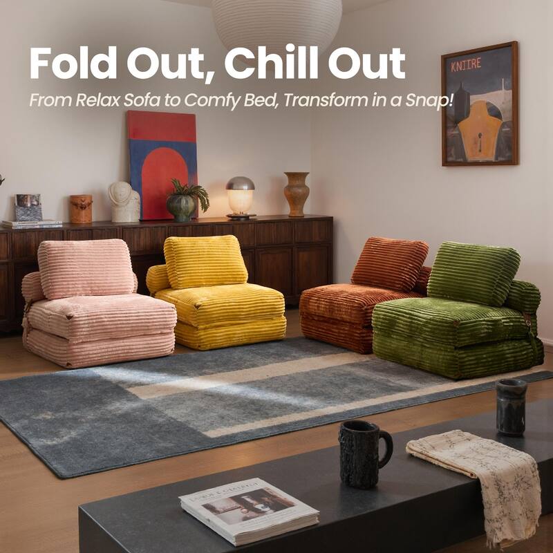 OVIOS Corduroy Foldable ​Compressed Sleeper Sofa