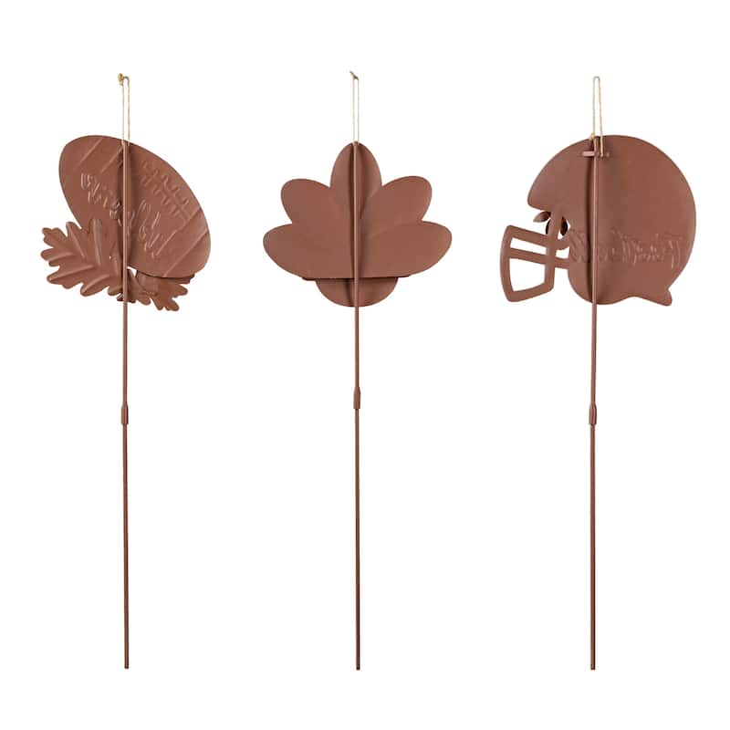 Glitzhome Fall Thanksgiving Metal Pumpkin Scarecrow Football Turkey Yard Stakes