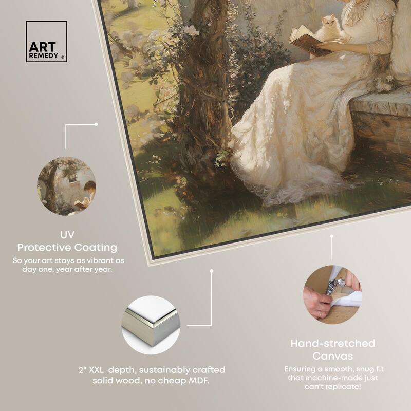 Reading With Her Cat Canvas by Art Remedy