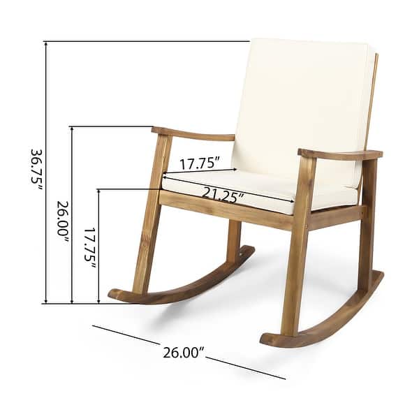 dimension image slide 4 of 3, Candel Outdoor Acacia Wood Rocking Chair by Christopher Knight Home