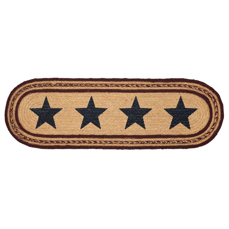 Tan Primitive Flooring Potomac Stars Stair Tread Jute Star Stenciled - 8.5x27