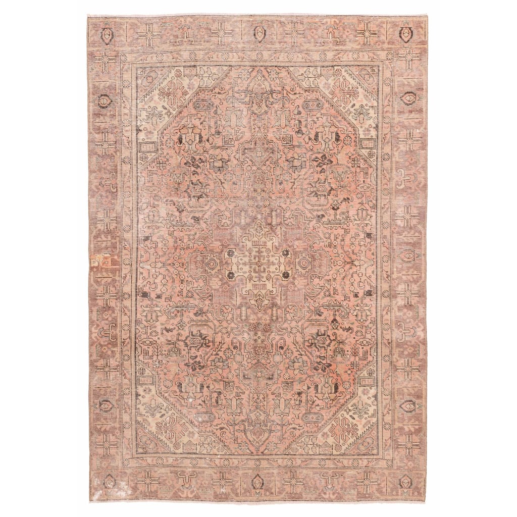 ECARPETGALLERY Hand-knotted Antalya Vintage Coral Wool Rug - 6'1 x 8'10
