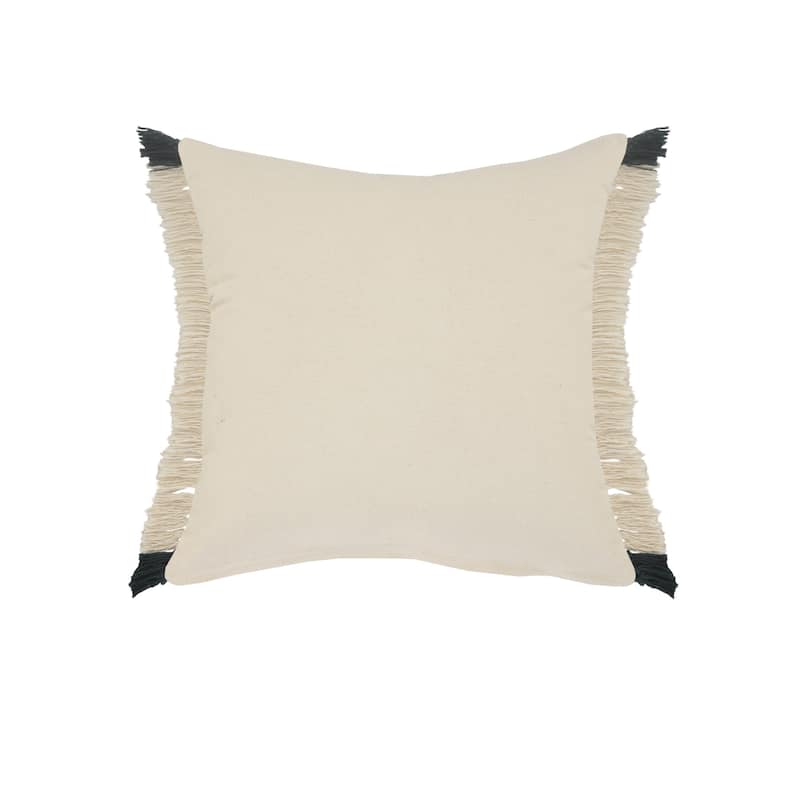 HomeRoots 20" X 20" Juniper Green Dark Green White And Linen 100% Cotton Striped Zippered Pillow