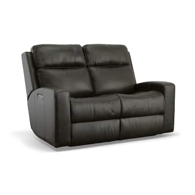Cody Shadow Power Reclining Loveseat with Power Headrests by Flexsteel - 61" x 41" x 40"