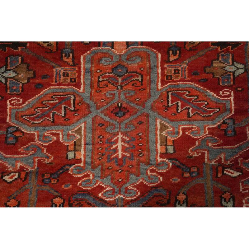 Hand Knotted Oriental 100% Wool Carpet Traditional Medallion Oranges & Rust Heriz Area Rug - 11' 10'' X 8' 9''
