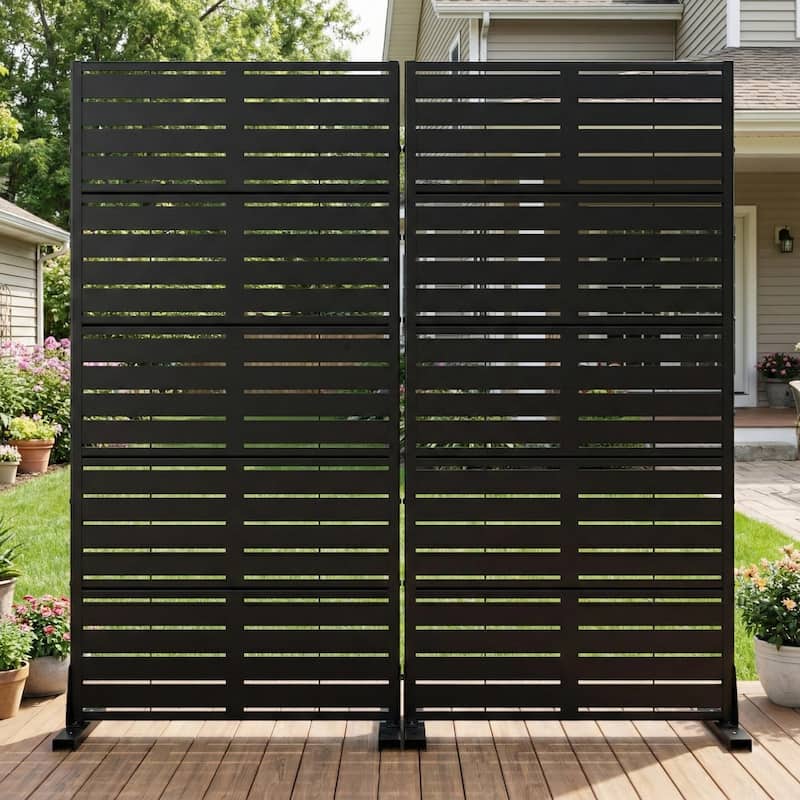 Outdoor Privacy Screen with Stand for Patio Garden Metal Fence - 59"x59"