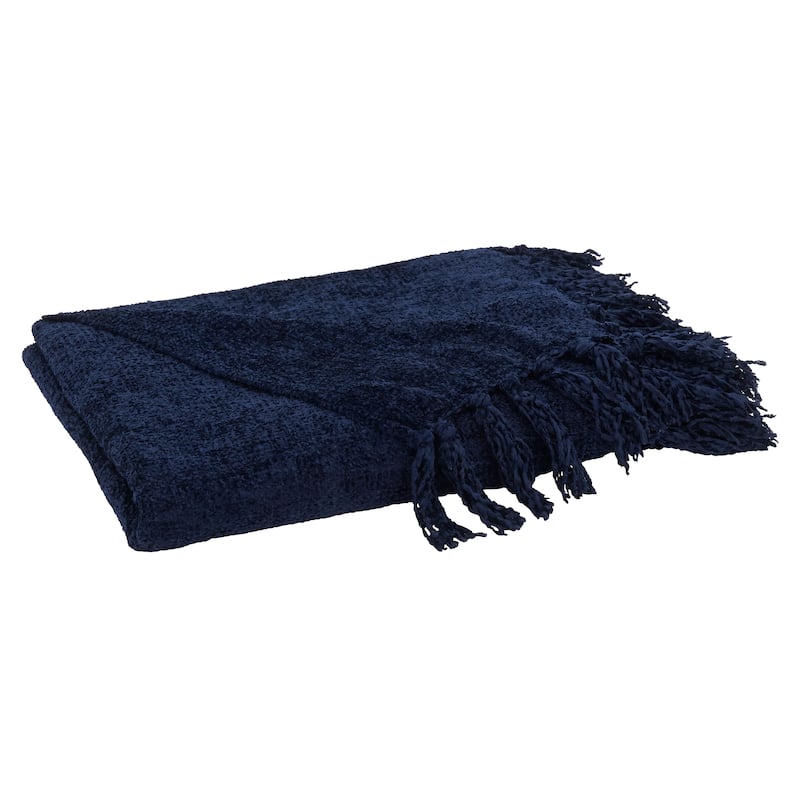 Fringe Design Chenille Throw Blanket