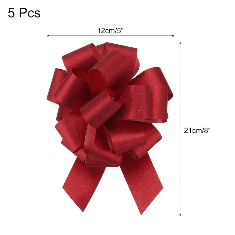 5pcs 7 Inch Large Pull Bow Gift Wrapping Big Pull Bows Ribbon - Red - 5 Inch