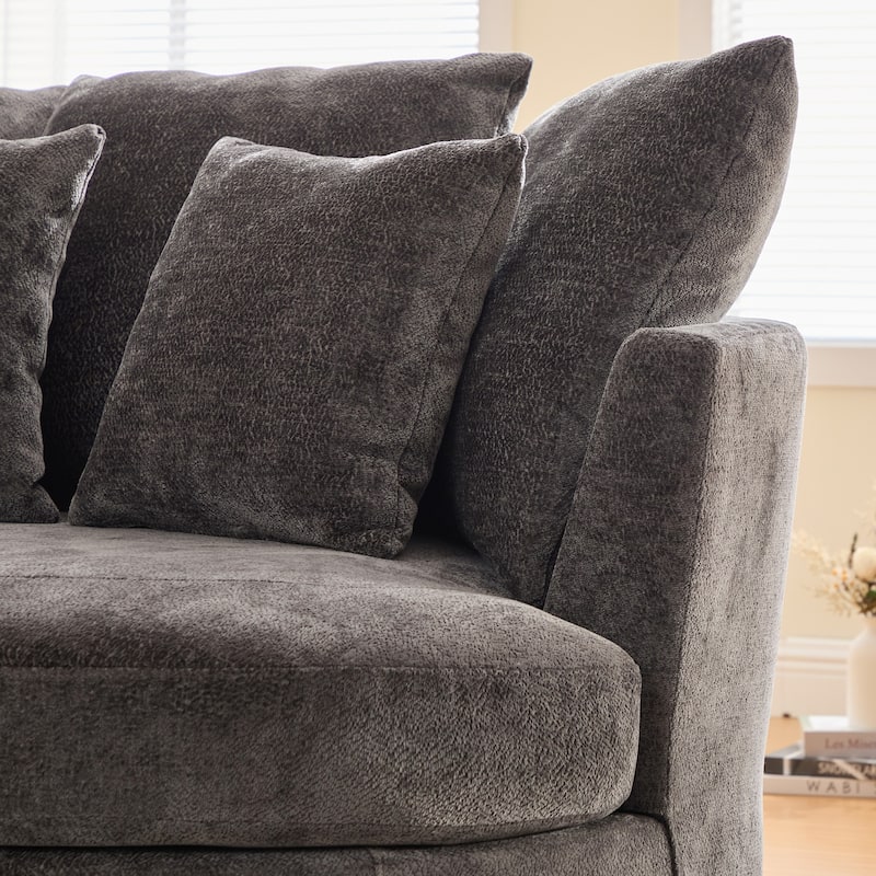 55.1" W Accent Barrel Chair,Modern Oversized Sofa Chair with 5 Pillows