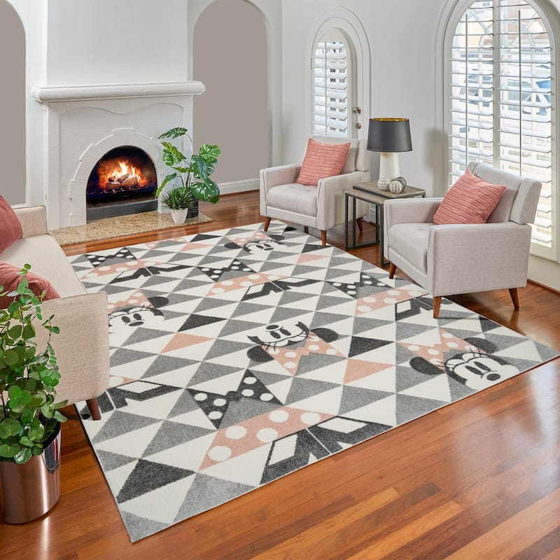 Licensed Disney Bravo Encore Mickey Mouse Modern Geometric Polypropylene Indoor Area Rug Collection