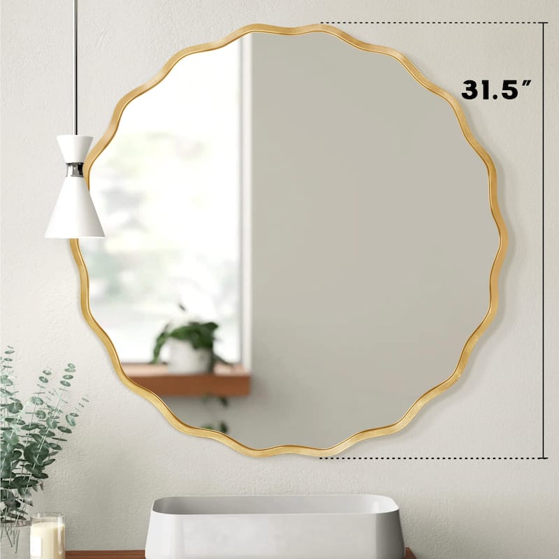 Aluminum Alloy Framed Wavy Round Wall Mirror