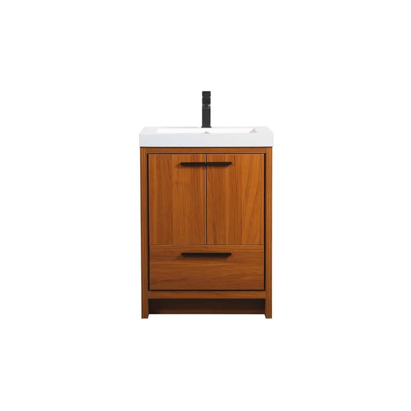 Elegant Lighting VF46024M Wyatt 24" Free Standing Single Basin Vanity - Teak - Wood Finish