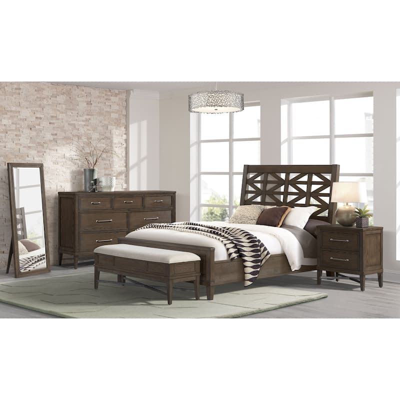Preston 66" Wide Bedroom Dresser with 7 Drawers, Weathered Vintage Oak