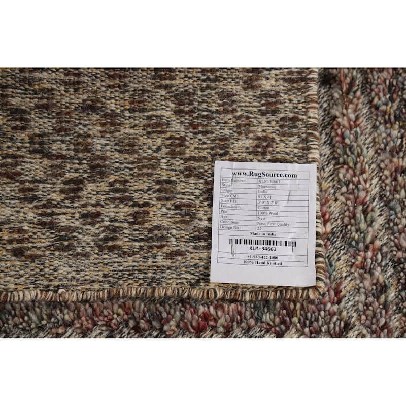 Chevron Style Moroccan Foyer Rug Handmade Multi-Color Wool Carpet - 2'0"x 3'0"