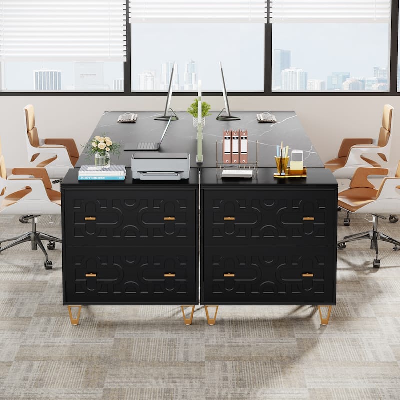 Modern White 2-Drawer File Cabinet, Office Lateral Filing Cabinet for Legal/Letter/A4 Size