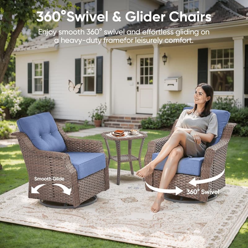 7PCS Outdoor Sofa Glider Chair Table with Ottoman