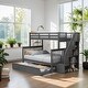 preview thumbnail 1 of 13, Maximized Space Twin over Full Bunk Bed with Twin size Trundle, Storage and Guard Rail for Bedroom, Dorm, for Adults, Grey Grey