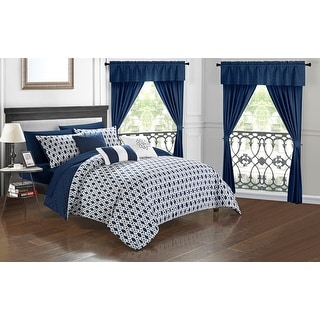 Chic Home Liron 20 Piece Navy Comforter Set Reversible Bed in a Bag