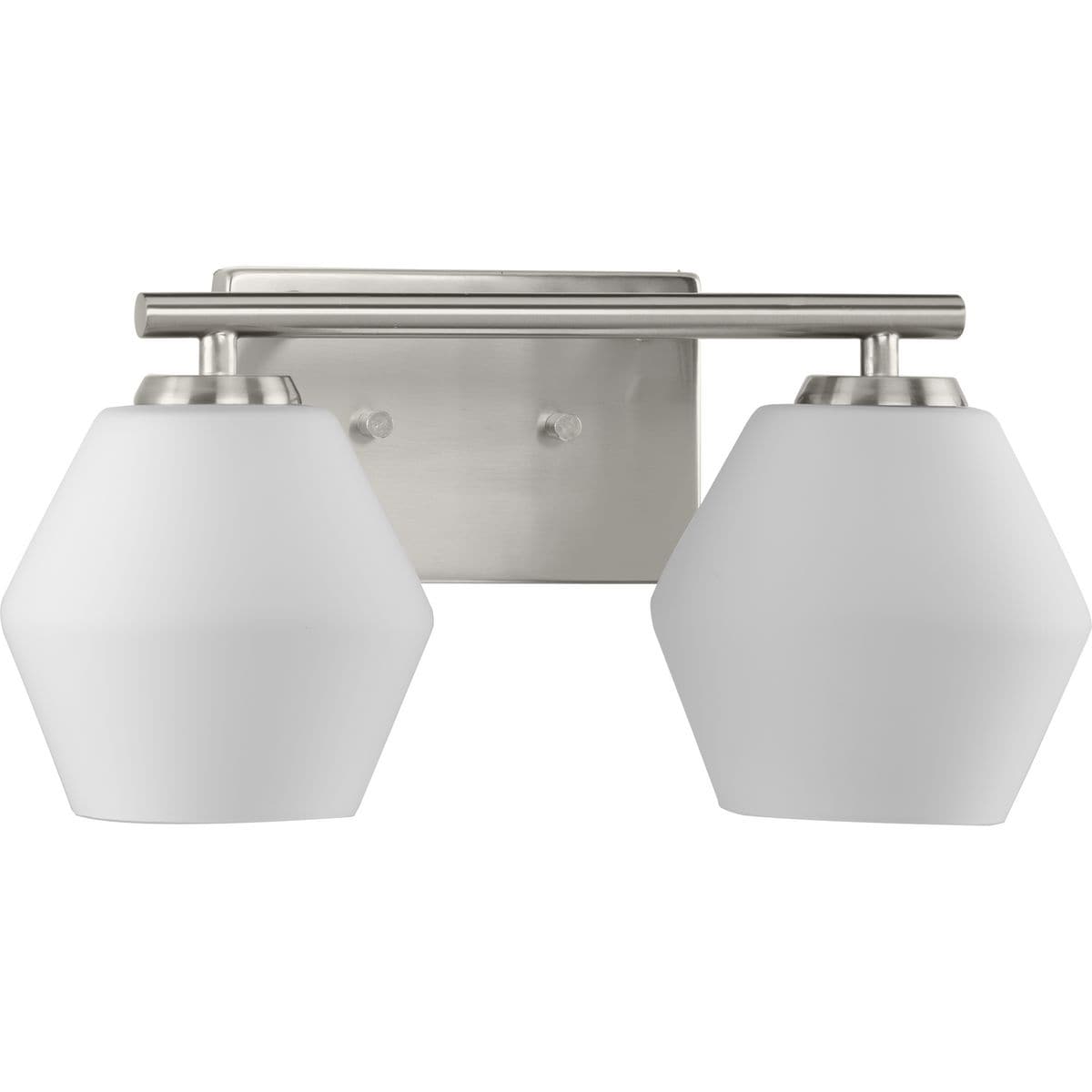 Progress Lighting Copeland Collection Two-Light Brushed Nickel Mid-Century Modern Vanity Light - 15 in x 7 in x 7.5 in