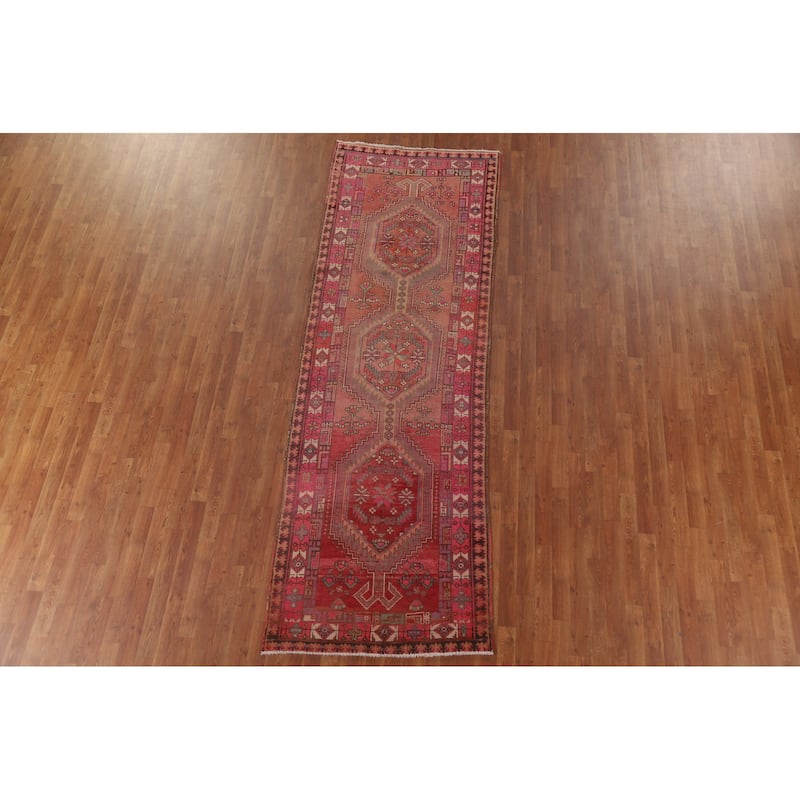 Ardebil Persian Vintage Runner Rug Handmade Hallway Wool Carpet - 3'6" x 10'3"