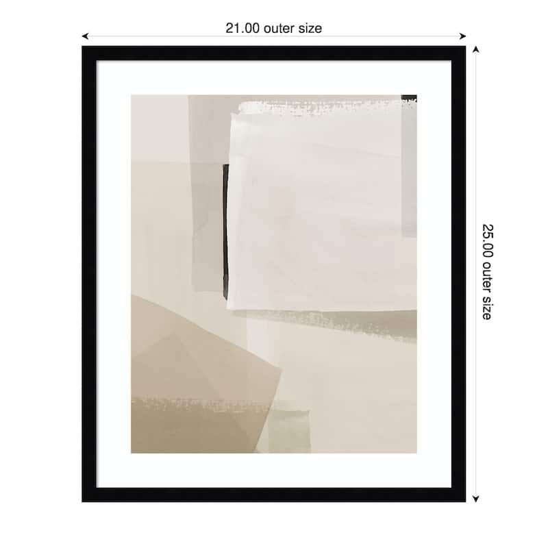 Muted Layers of Geometric Calm by Hazel J Wood Framed Wall Art Print - Svelte Noir Black