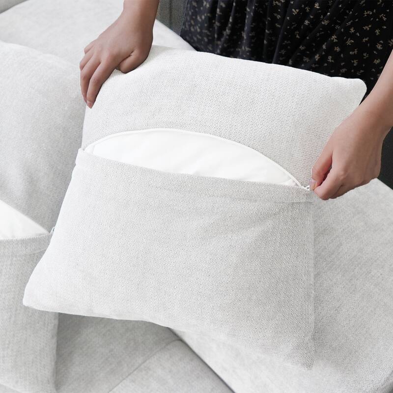 92.04" Linen Modular Sofa Chaise Sectional Sofa with Pillows