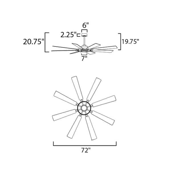 dimension image slide 1 of 2, Maxim 88878 Helm 72" 8 Blade Indoor LED Ceiling Fan