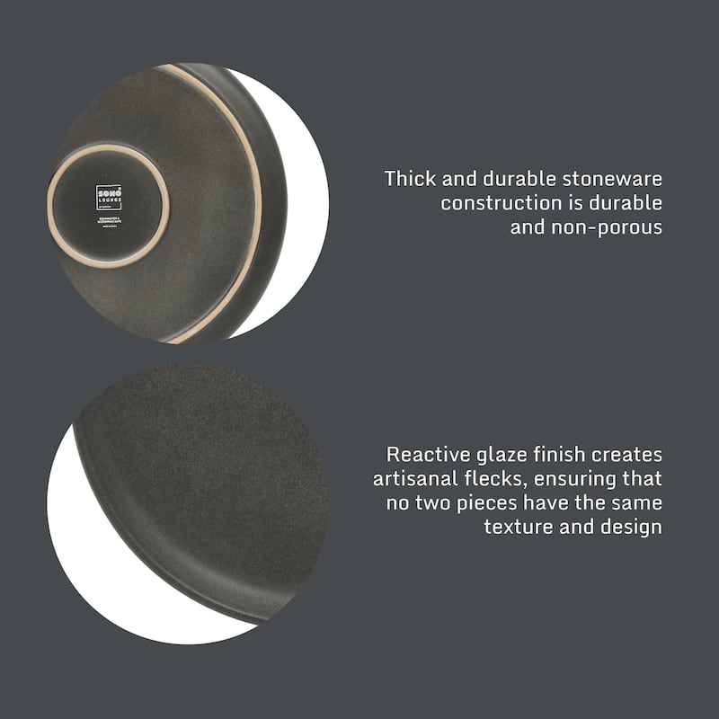 Gibson Elite Pasco (Service for 4) Plates and Double Bowl Reactive Glaze Stoneware Ceramic Dinnerware Set