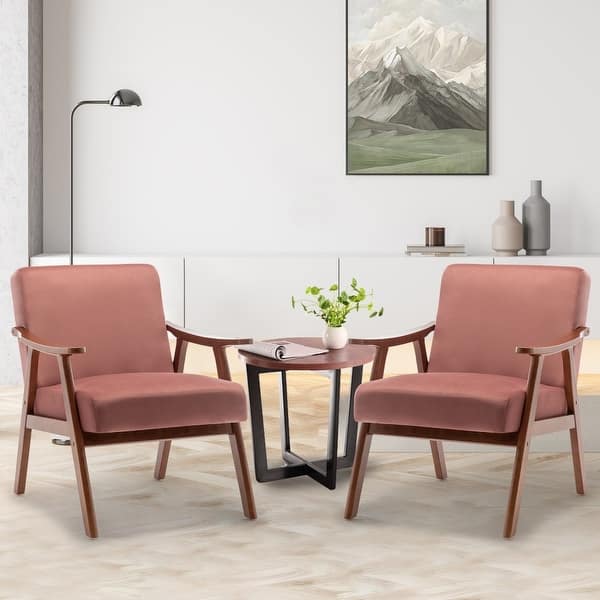 slide 2 of 85, Homy Casa Mid-Century Modern Accent Chair, Solid Wood Frame, Extra-Thick Backrest, Wingback Lounge Chair Indoor