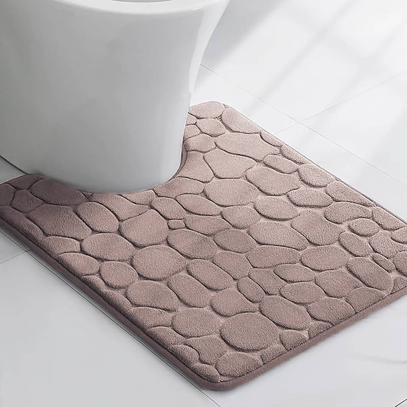 Memory Foam Contour Bath Mat Pebble Design 18x20