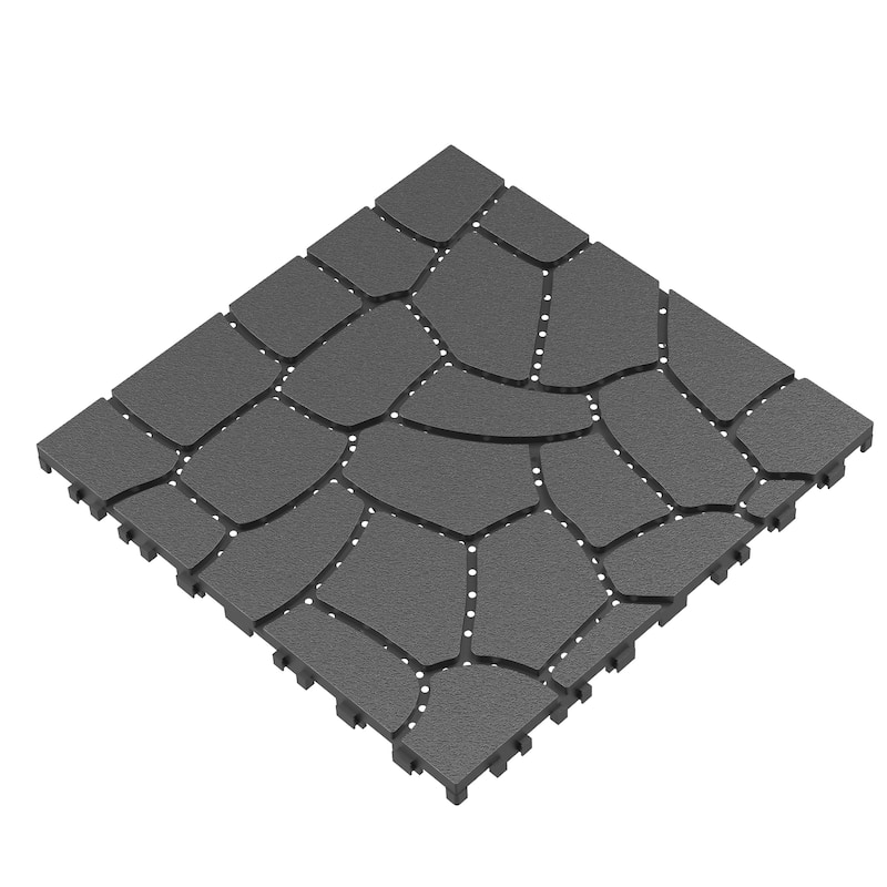 44pcs Stone texture 12" Patio Deck Tiles, DIY Module Interlocking Decking Tiles Floor Tile