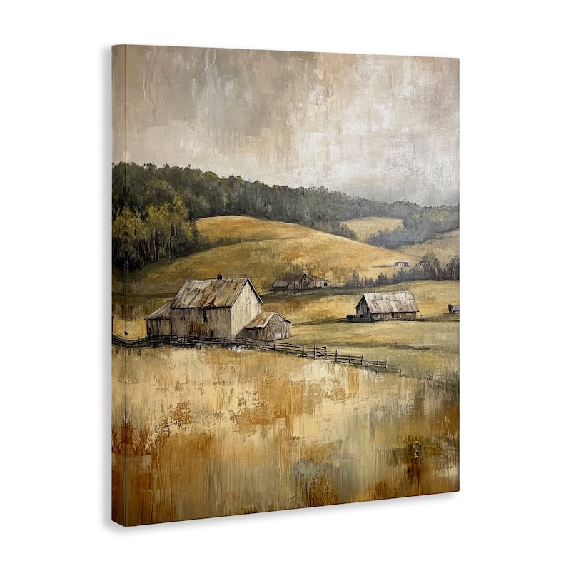 Stupell Rustic Farmland & Rolling Hills Canvas Wall Art Design By Petal Prints Design