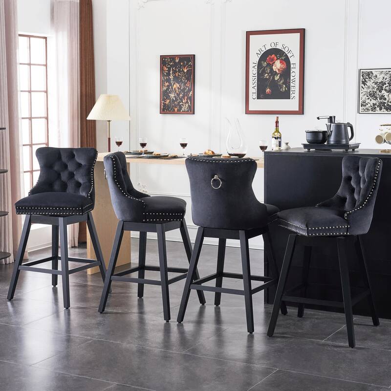 26"/30" Velvet Upholstered Swivel Counter or Bar Height Stools