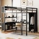 preview thumbnail 2 of 12, Metal Loft Bed with Storage Cubes, Shelves, Wardrobe And L-shaped Desk, Full Size, Black