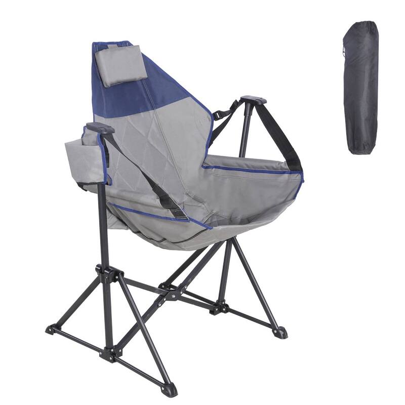 Hammock Camping Chair, Swinging Portable Folding Camp Chairs - N/A - Gray+Blue