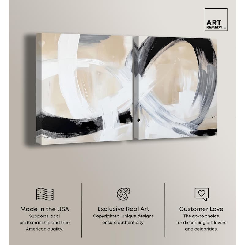 Neutral Interplay I Canvas Set of 2 by Art Remedy, Gallery Wrapped
