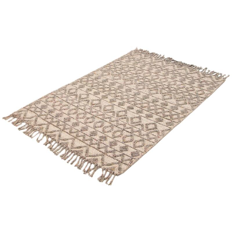 ECARPETGALLERY Braid weave Sienna Grey Wool Rug - 5'3 x 7'7