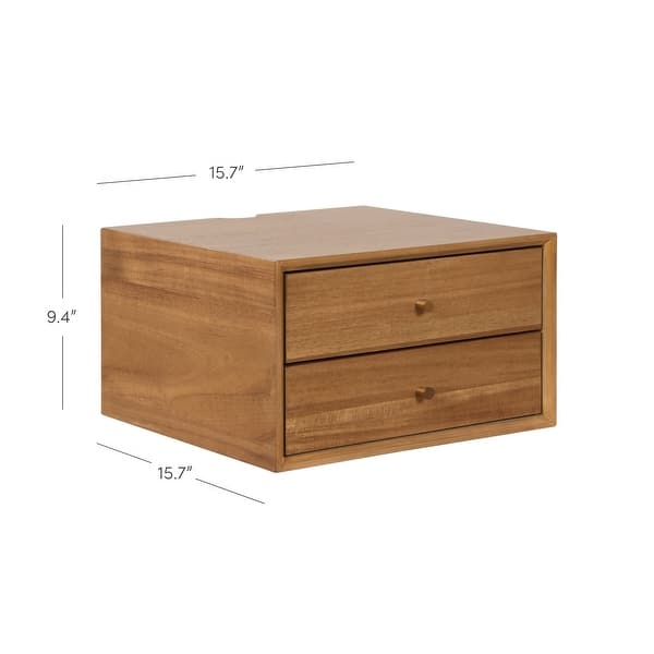 dimension image slide 4 of 14, Nathan James Harper 2-Drawer Mid-Century Side Table